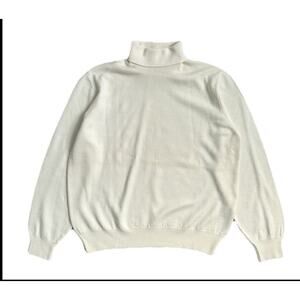 VTG Land’s End 100% Wool Women’s Knit Turtleneck Sweater Ivory Large Italy Made